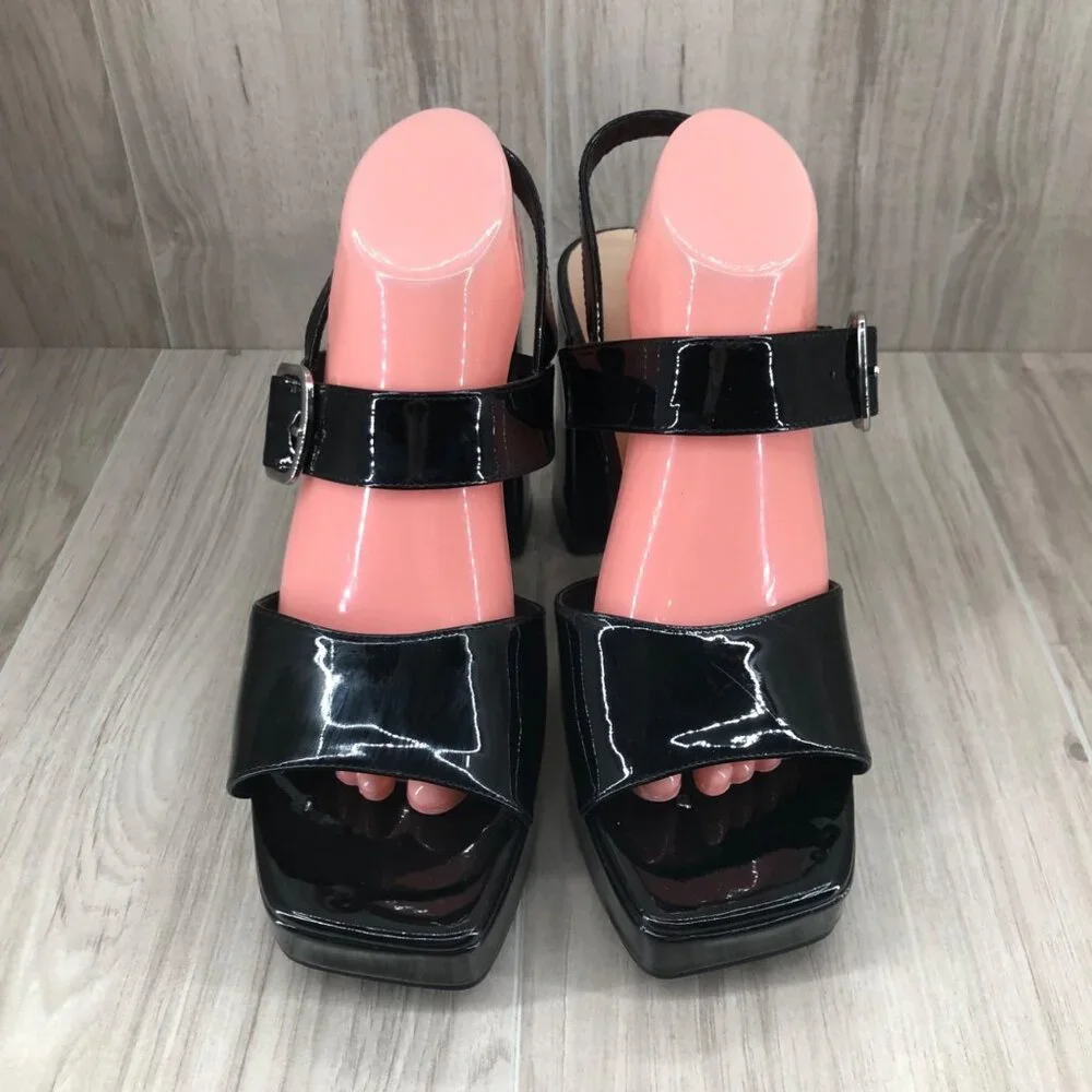 Marc Fisher Platform Sandals Womens 11M Graduate Black Buckle Strap Shoes